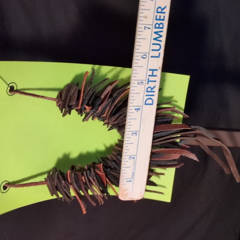 Boho Handmade Genuine Leather FRINGE Statement Necklace-Brown 013 - Picture 4 of 9